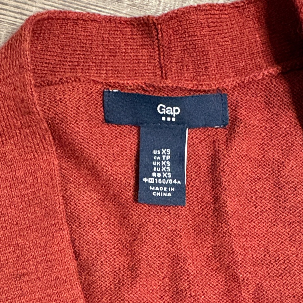 Gap Rust Red Open Front Lightweight Cardigan Euc … - image 3